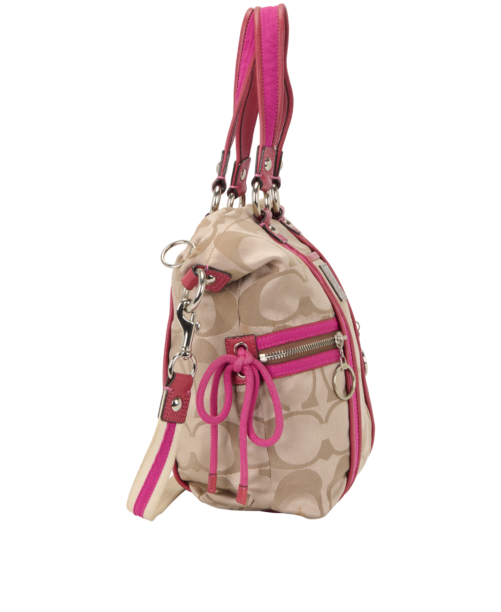 Poppy Shimmer Tote, &pound;40, Handbags, Beige/Pink, Canvas, Side view